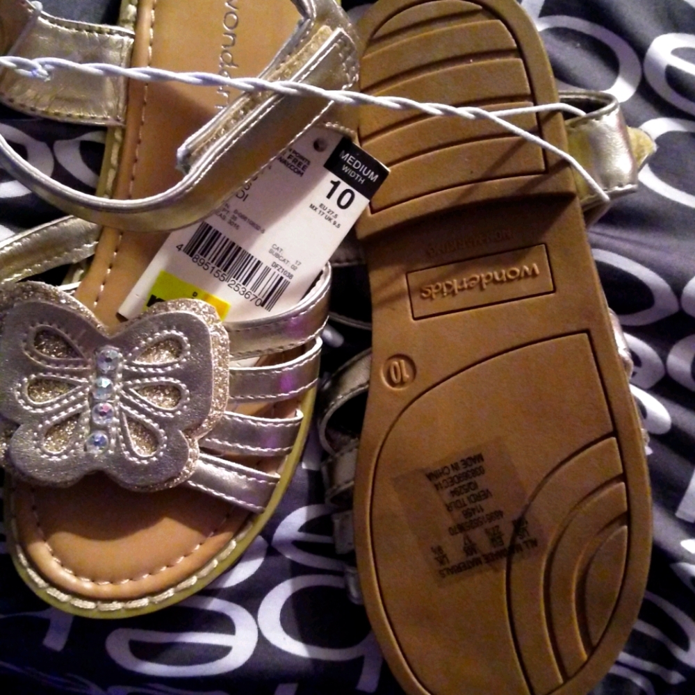 Gold toddlers butterfly sparkle sandle